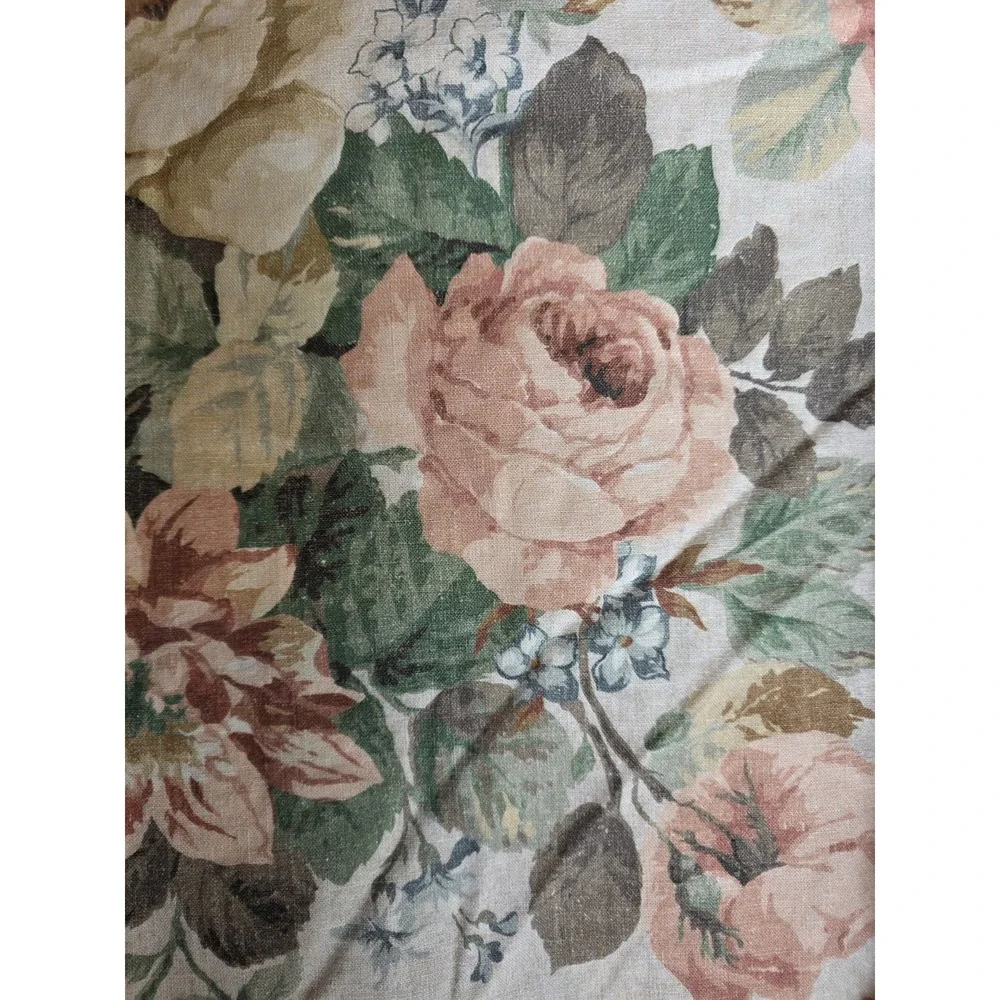 Pottery Barn Full Queen Rita Floral Duvet Cover Linen Blend Cabbage Rose Cottage